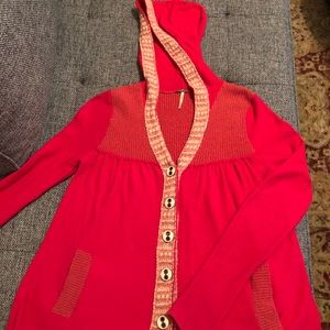 Free People Hooded Knit Cardi Sweater